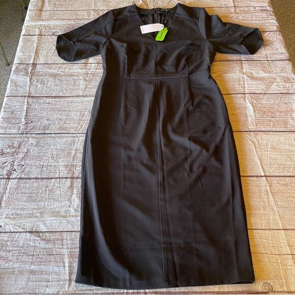 Universal Standard Moira V Neck Twill Dress Black Size 2XS (US 6-8) NEW - Picture 2 of 9